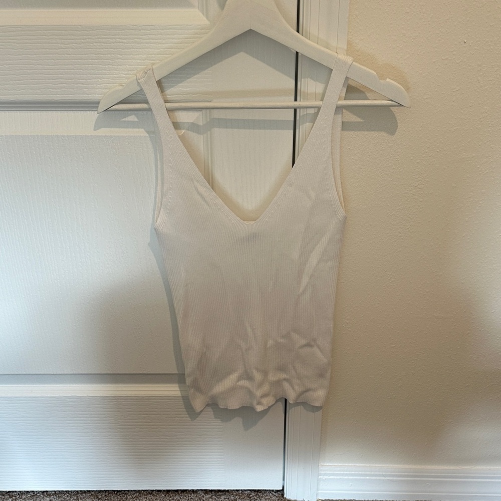 Mango Cream Ribbed V-Neck Tank Top